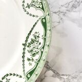 Pair of old English plates with green printed decoration, Universal English Manufacture