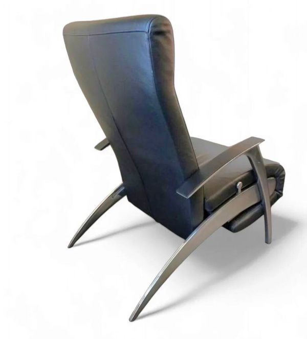 Fauteuil/chaise longue design David par Interprofil, cuir noir, bon état