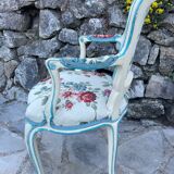 Paire de fauteuils Cabriolets en bois peint de style Louis XV époque XIXeme siècle