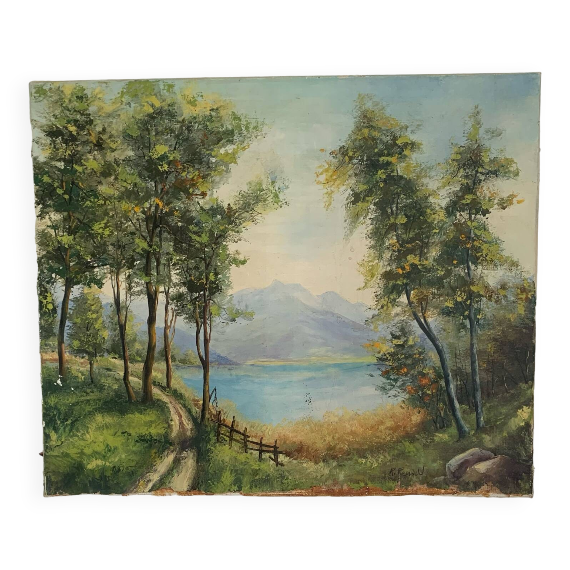 Old oil on canvas landscape
