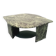 Vintage square coffee table with 2 green marble and smoked glass tops