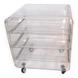 Plexiglass box with drawers on casters