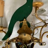 Pair of parrot crystal or parakeet wall sconces Maison Baguès 1950