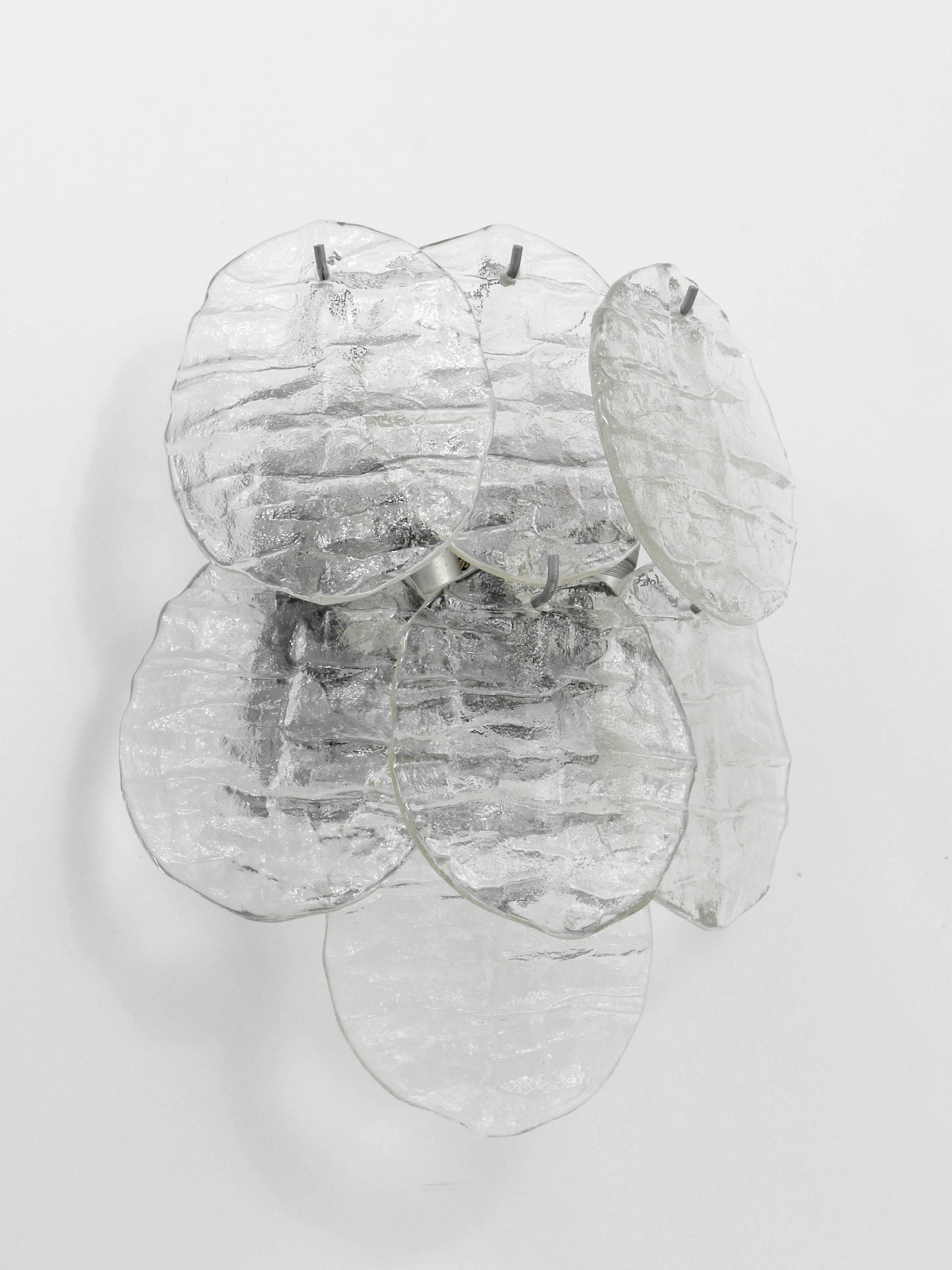 J.T. Kalmar Wall Light Frosted Glass Disc Modernist, Austria, 1960s