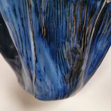 Very special vase in “folded” bluish glazed clay.