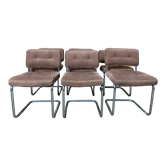 Suite of 6 chrome tubular chairs 1970