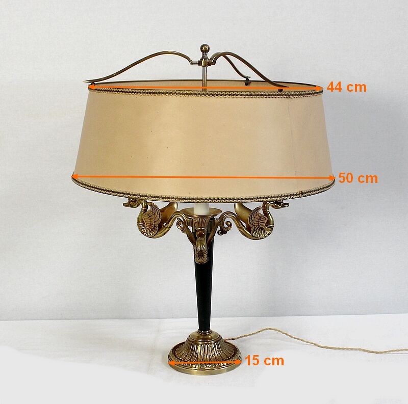 Golden brass lamp, empire style - early twentieth century