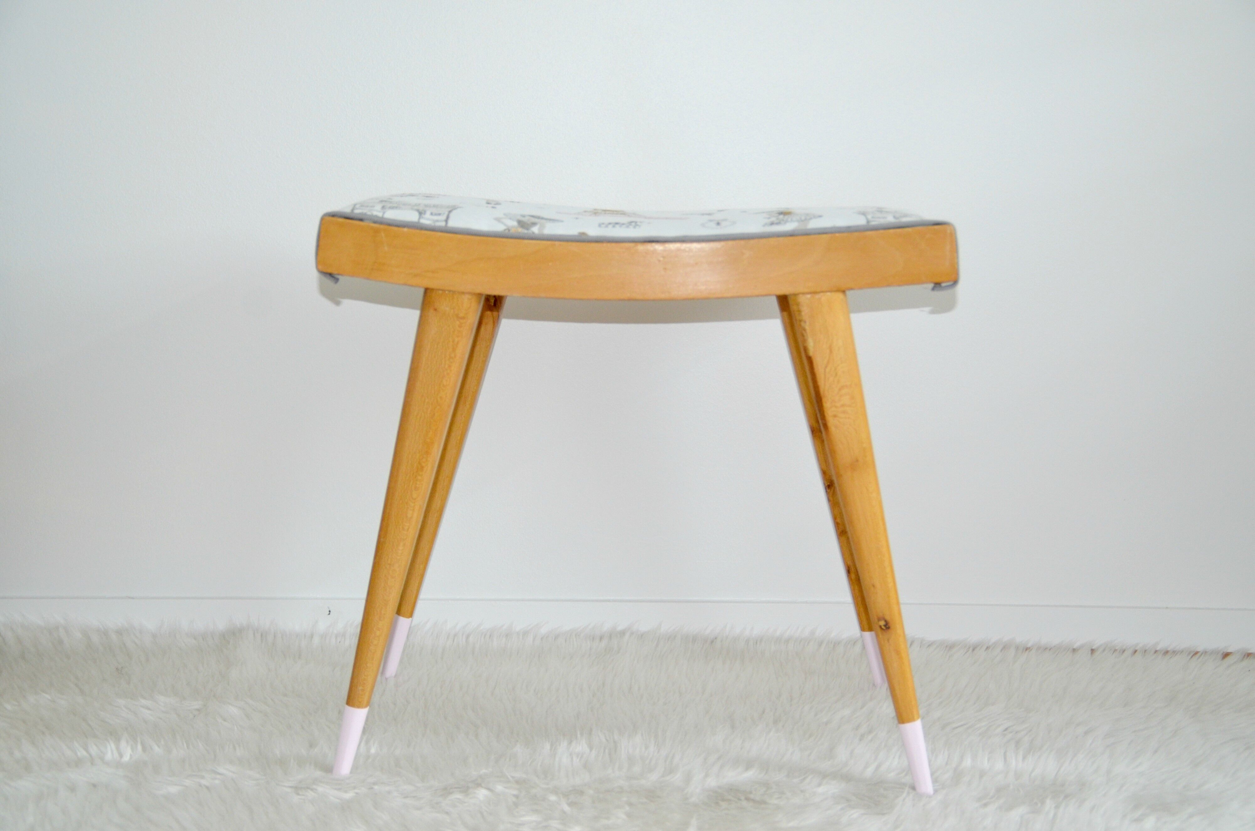 Stool footrest wooden feet compass