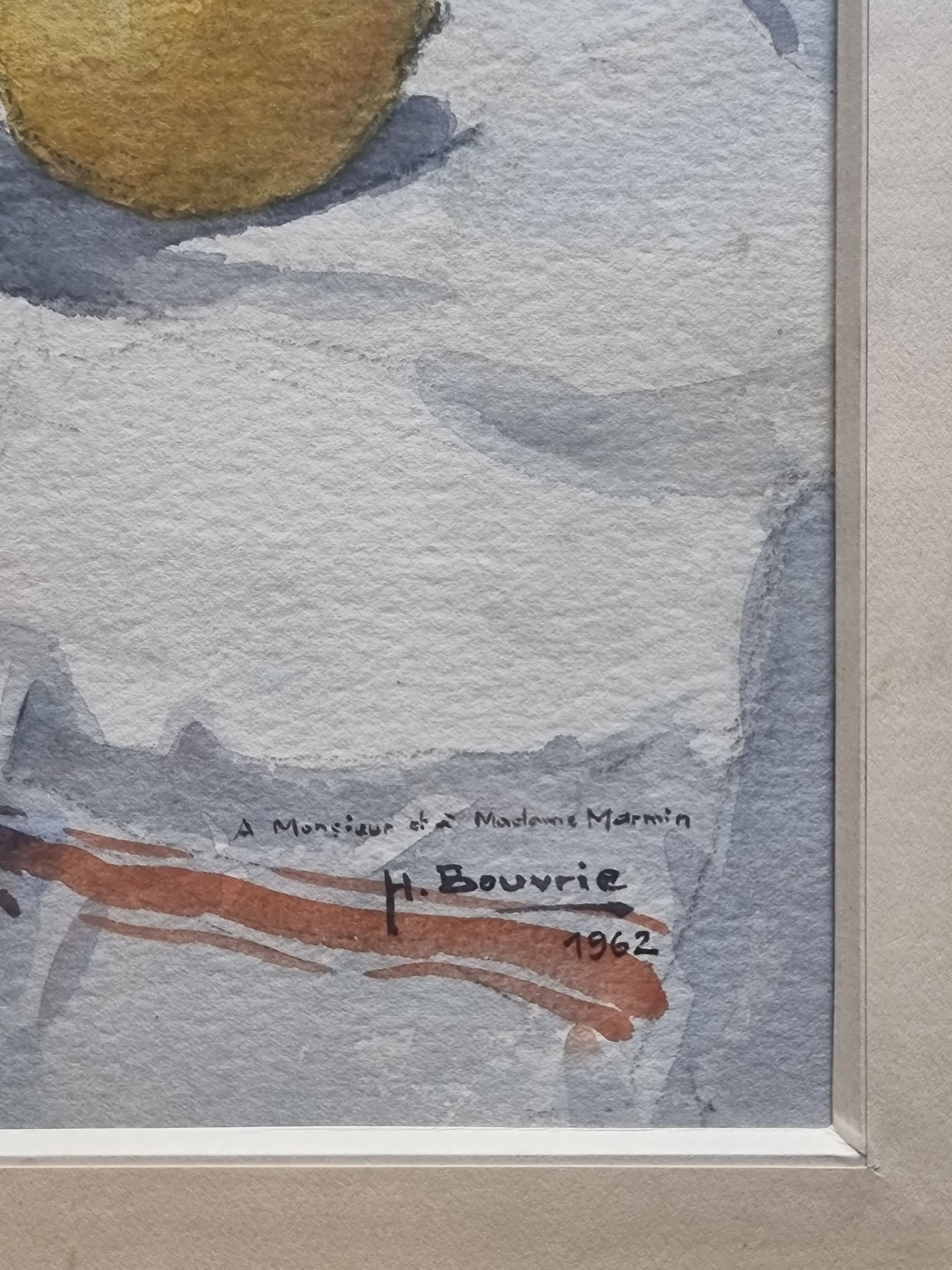 Watercolor, still life with fish