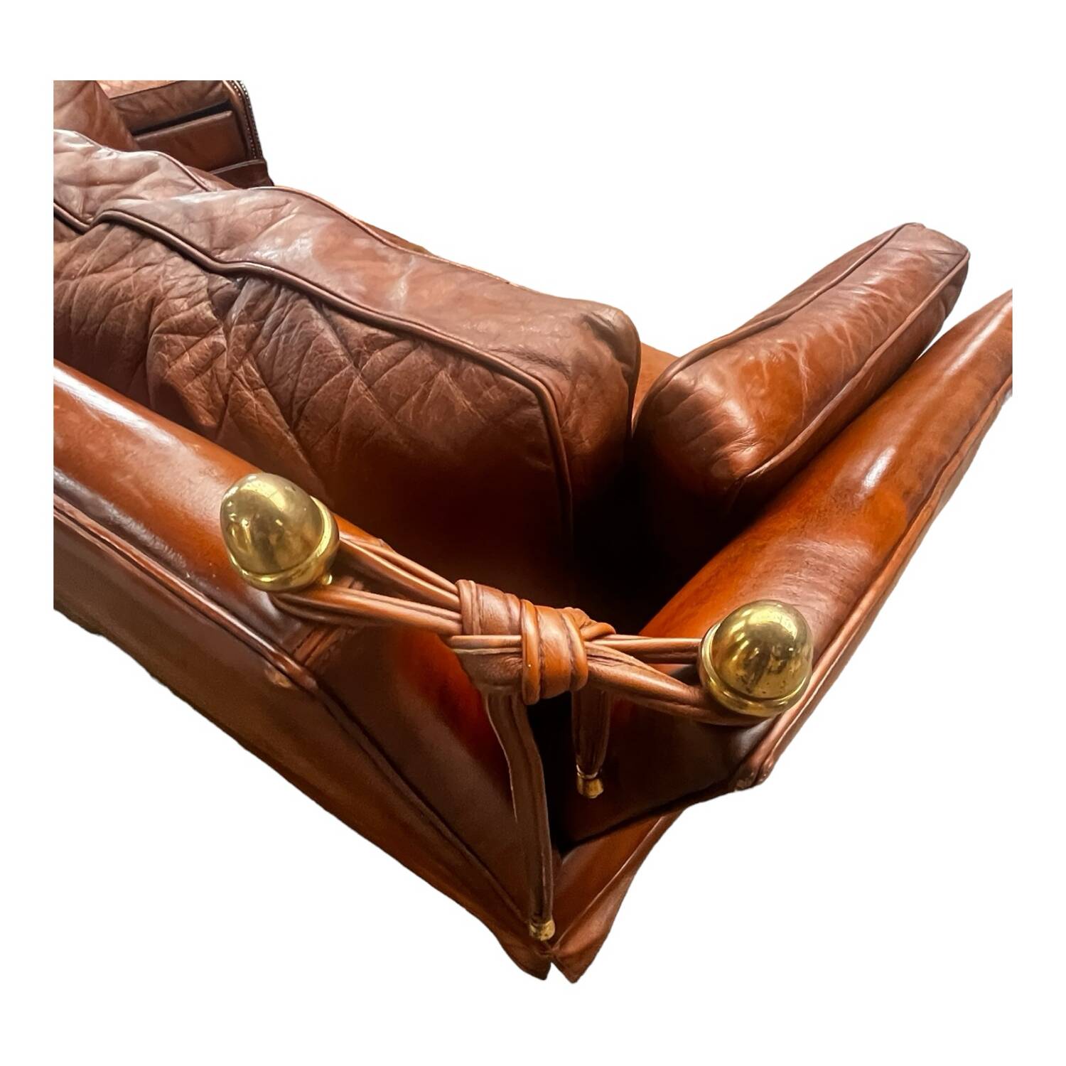 Canapé confortable en cuir véritable avec pieds de support
