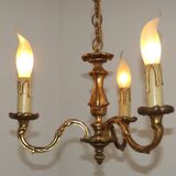 French Antique Art Nouveau Style 3-Light Quality Bronze Chandelier