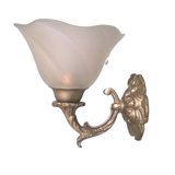 Pair of vintage rococo style sconces in patinated tin and frosted glass - 70's