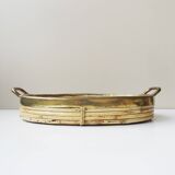 Rattan and brass tray, Gabriella Crespi style serving tray ​