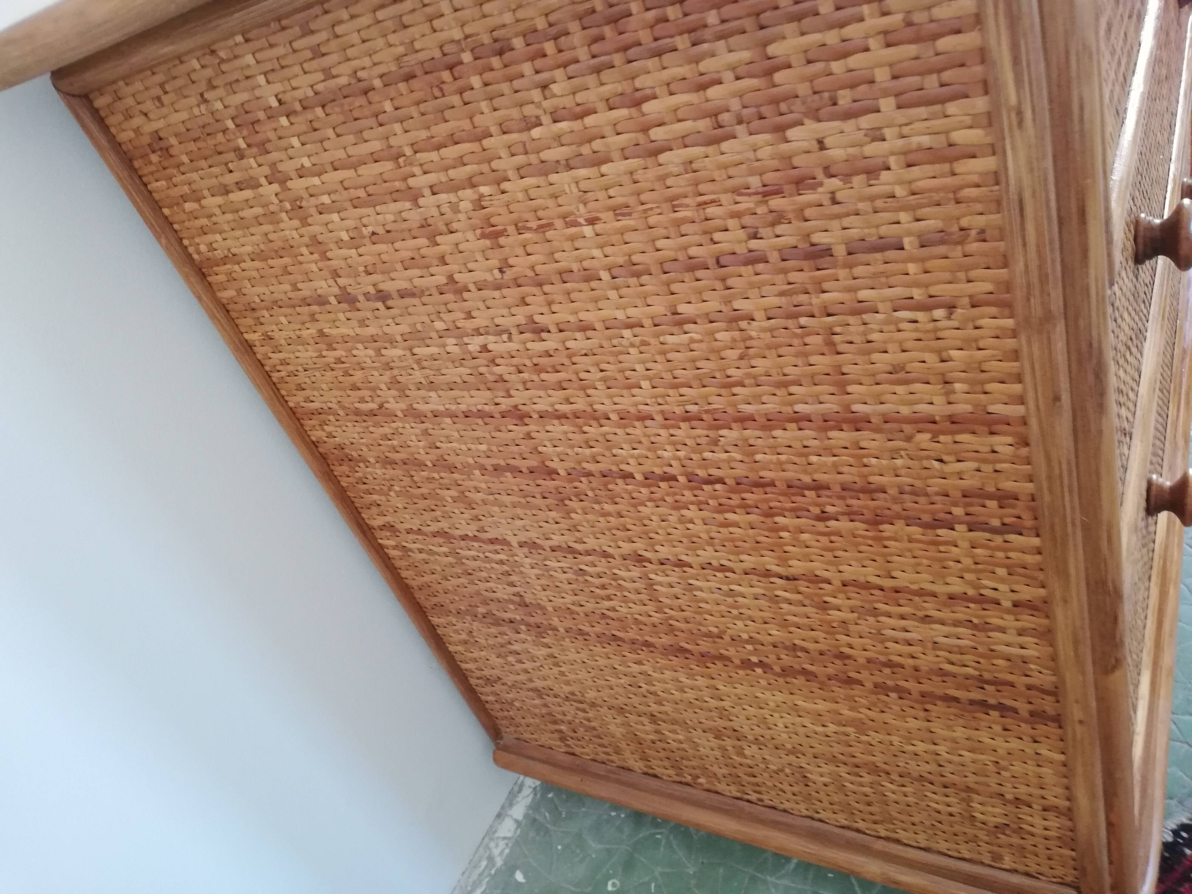 Vintage rattan chest of drawers