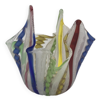 Miniature handkerchief vase in blown glass fazzoletto murano multicolored italy
