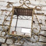 Gilded wrought iron mirror 52x64cm