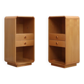 Paire de tables de chevet vintage en bouleau hautes / console d'entrée des années 1970