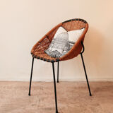 Wicker and metal armchair