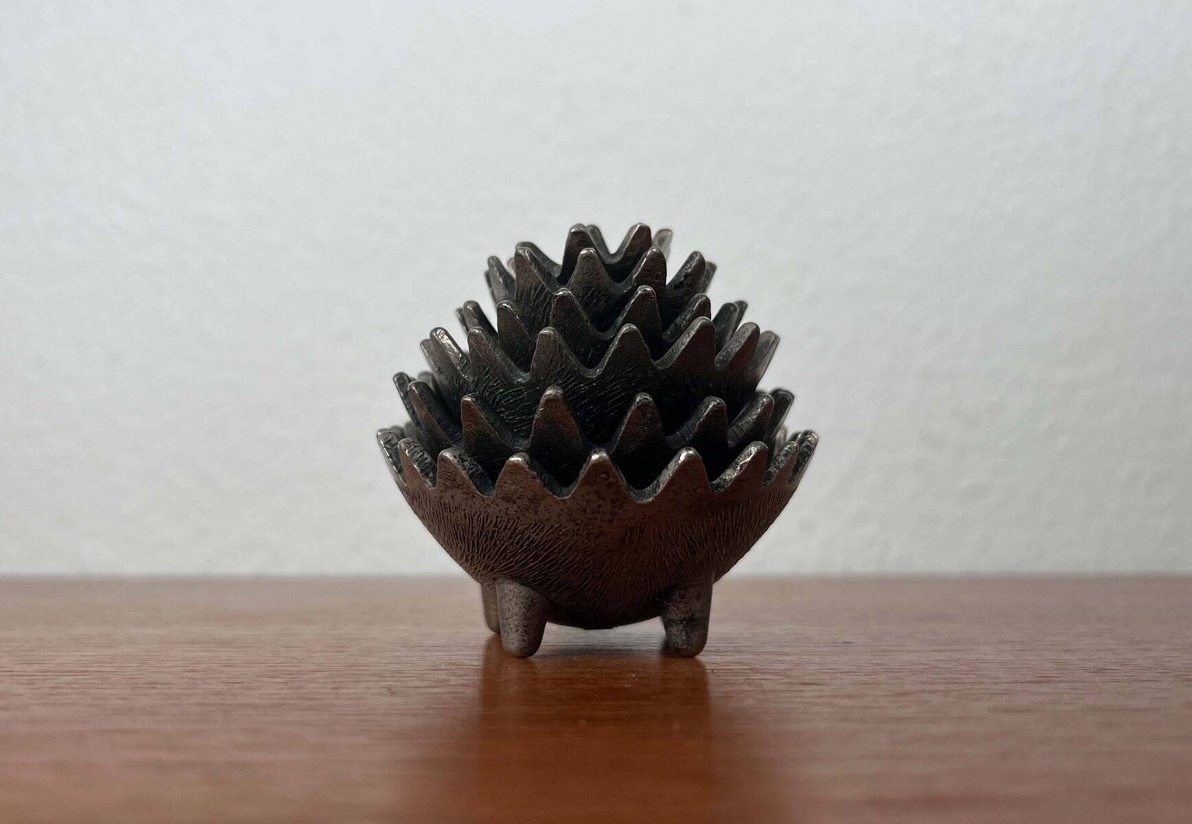 Stackable metal ashtray hedgehog mid-century USSR, 1960s, set of 6