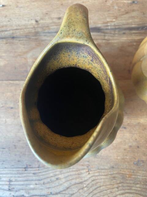 Old ceramic jug in the shape of a gourd by Louis Lourioux