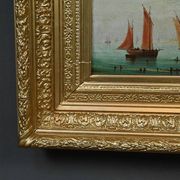 Tableau "Sailboats on the Mediterranean", oil on panel, French school of the 19th century.