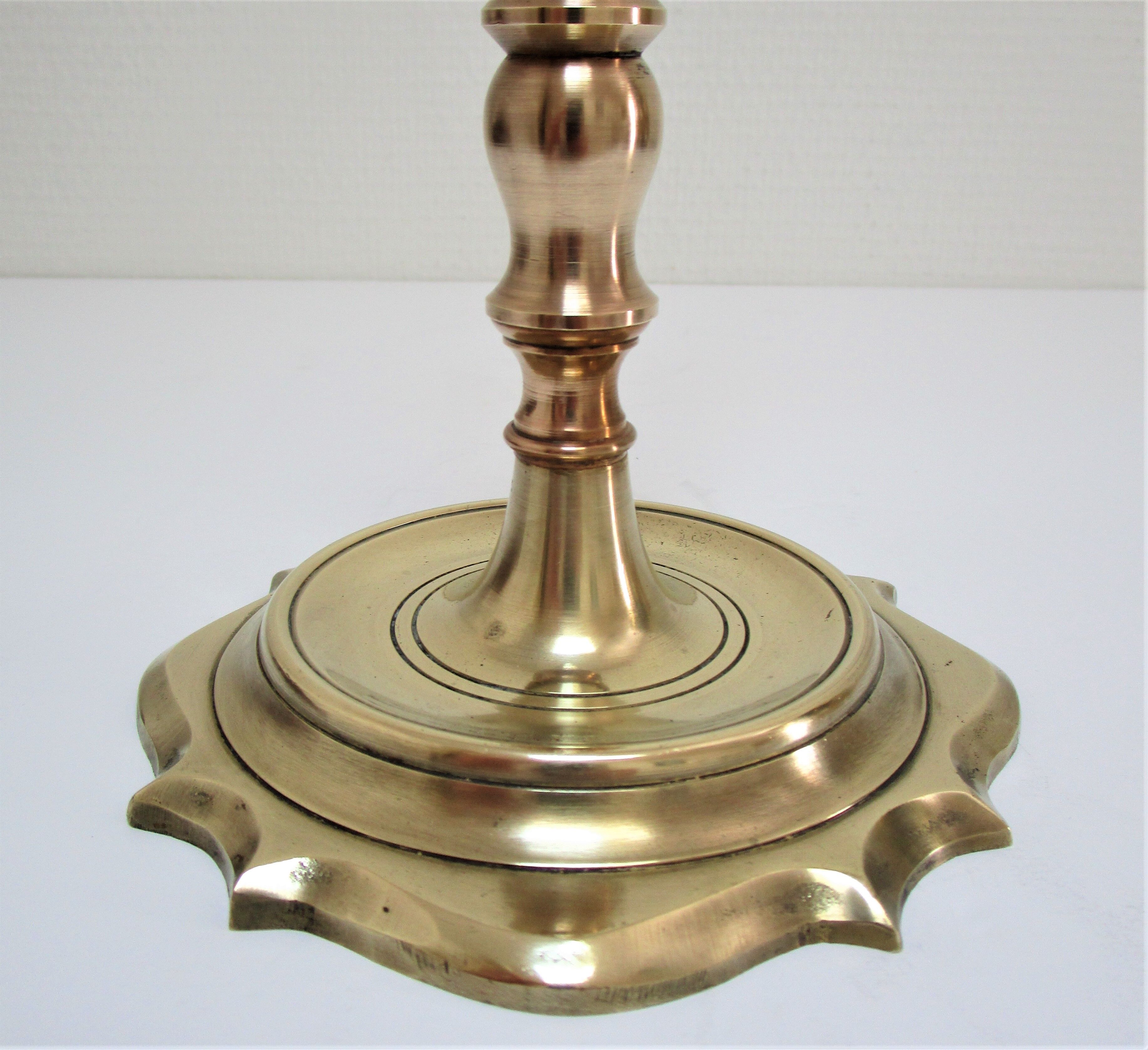 Solid brass lamp foot turned vintage