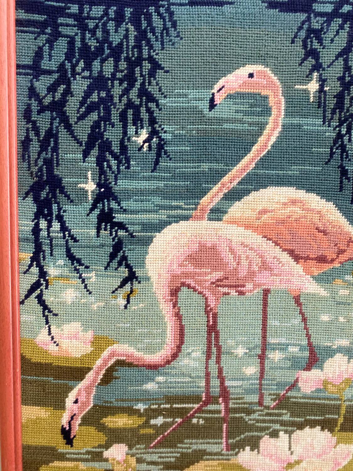 Tapisserie flamant rose vintage