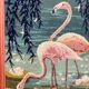 Tapisserie flamant rose vintage