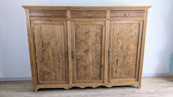 Grand buffet en pitchpin massif, 206 x H150 cm, pièce unique