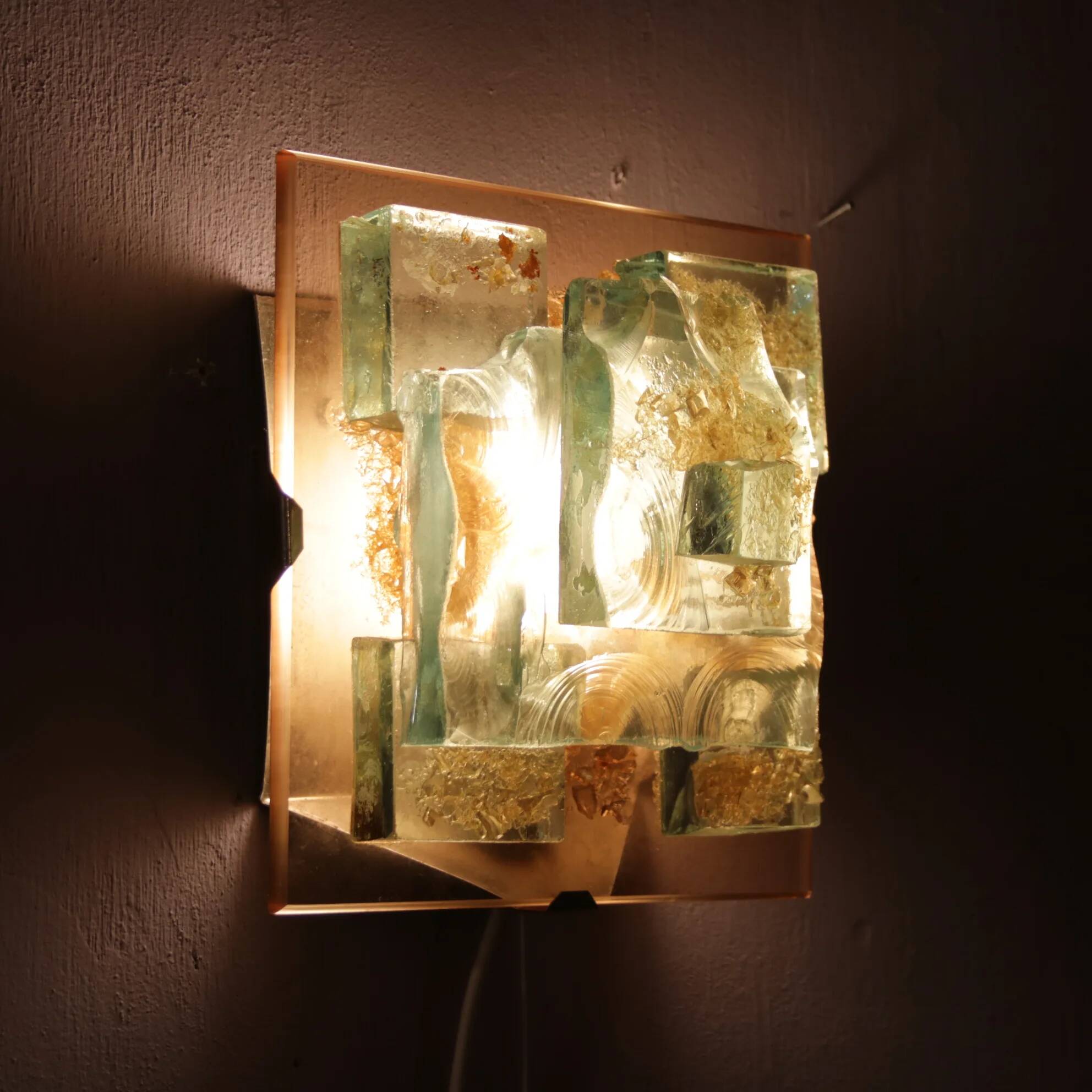 Applique murale des années 1960 en verre épais, de la marque Cosack, Allemagne.