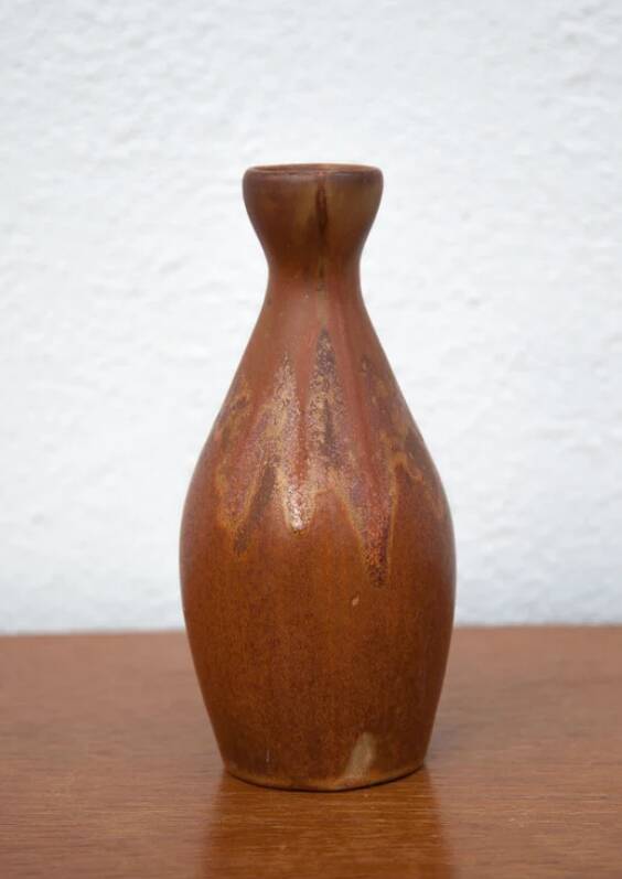 Vintage sandstone vase, flamed ceramic vase, small sandstone vase, collection, decorative vase