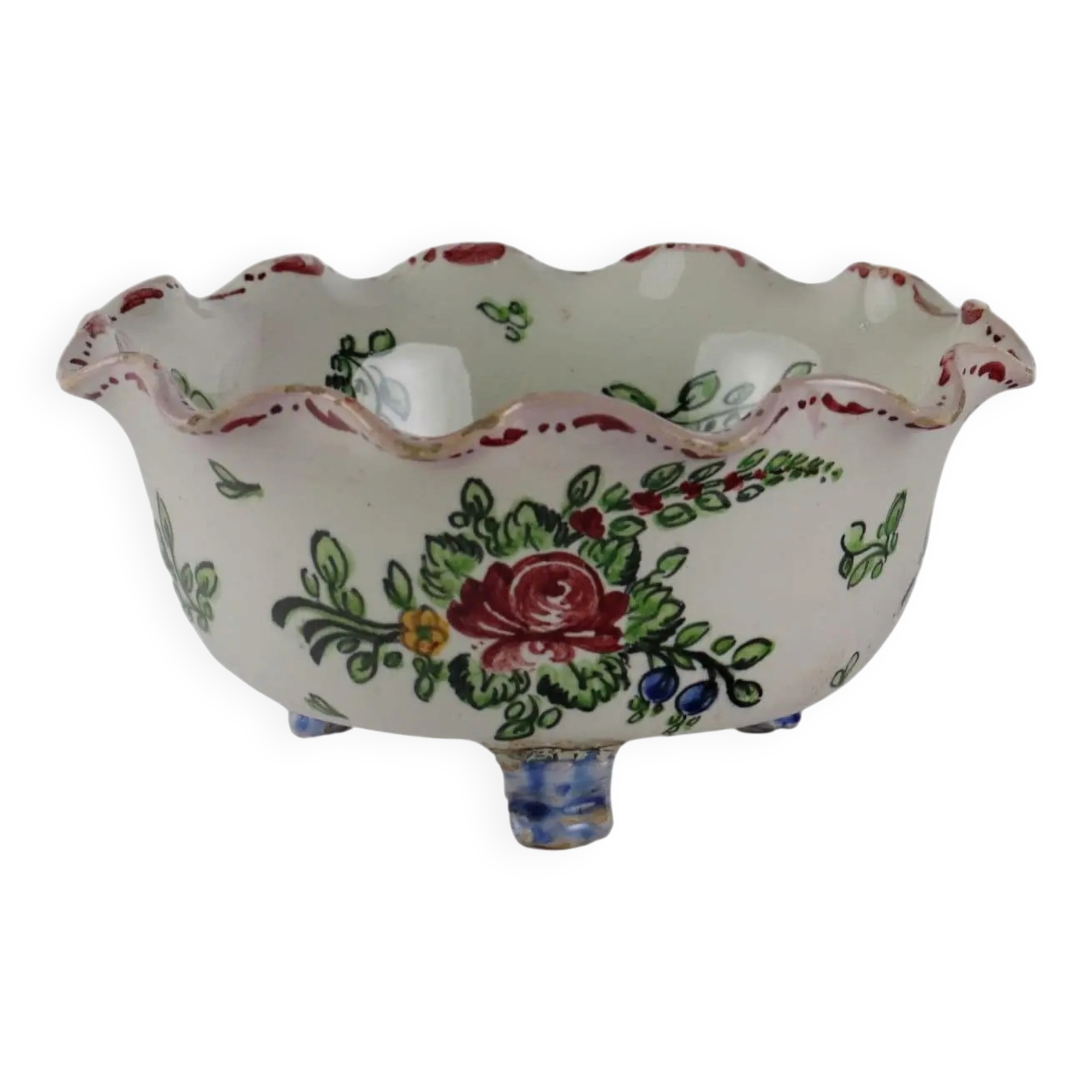 Antique coupe in majolica by Molaroni, Pesaro manufacture, Italy, late 19th century.