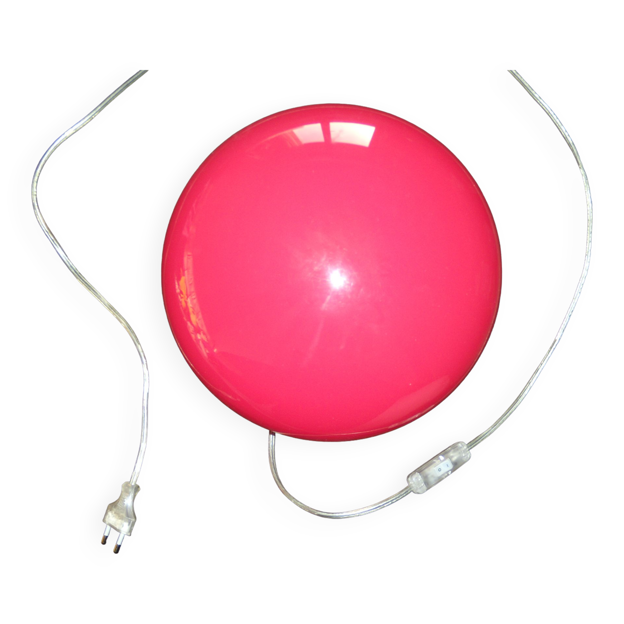 Table lamp flat ball, red mushroom with switch