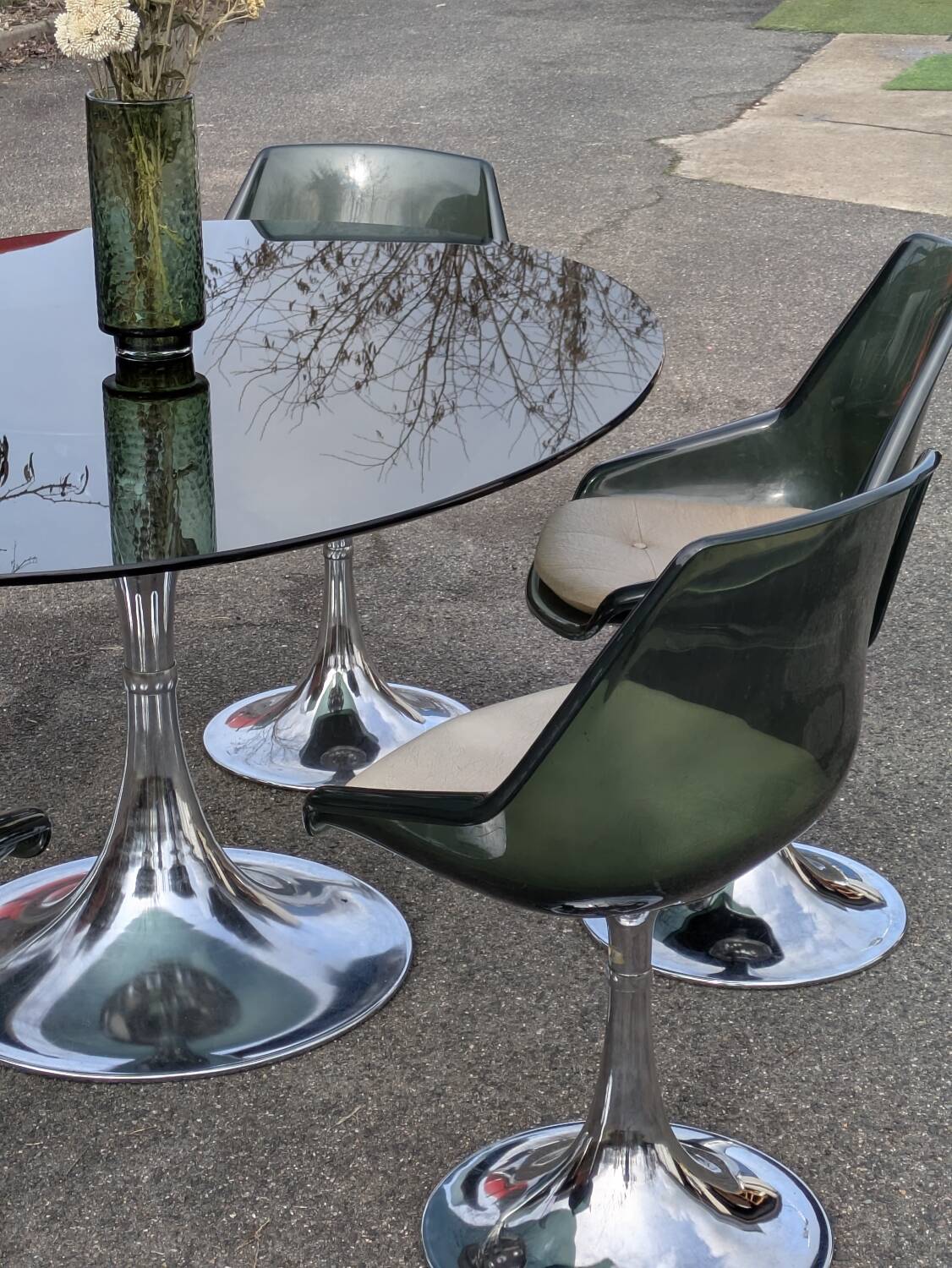 Oval dining table & 6 Gastone Rinaldi vintage chairs Roche Bobois