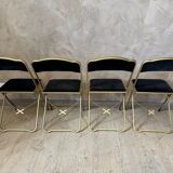 4 velvet and brass chairs