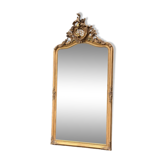 Miroir de style louis xv en bois stuqué et doré vers 1900