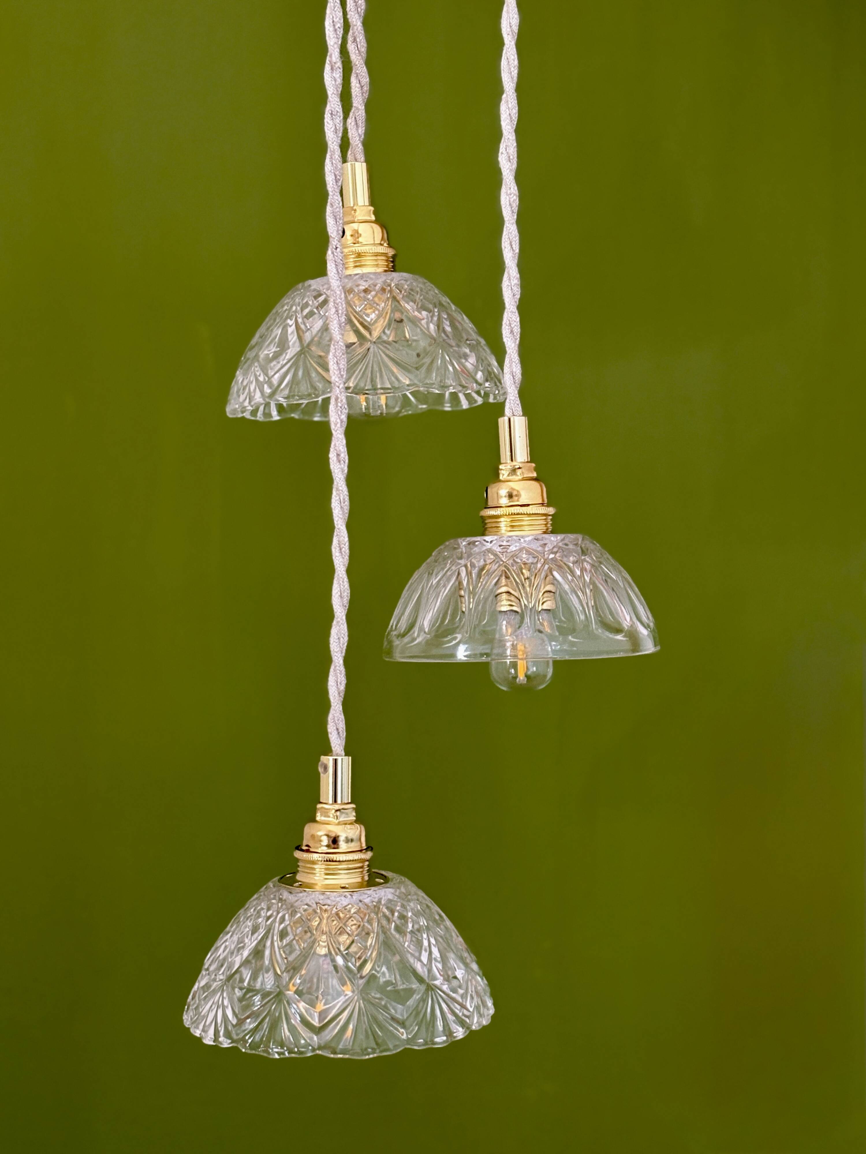 Vintage triple suspension lampshade in cut glass - tableware collection