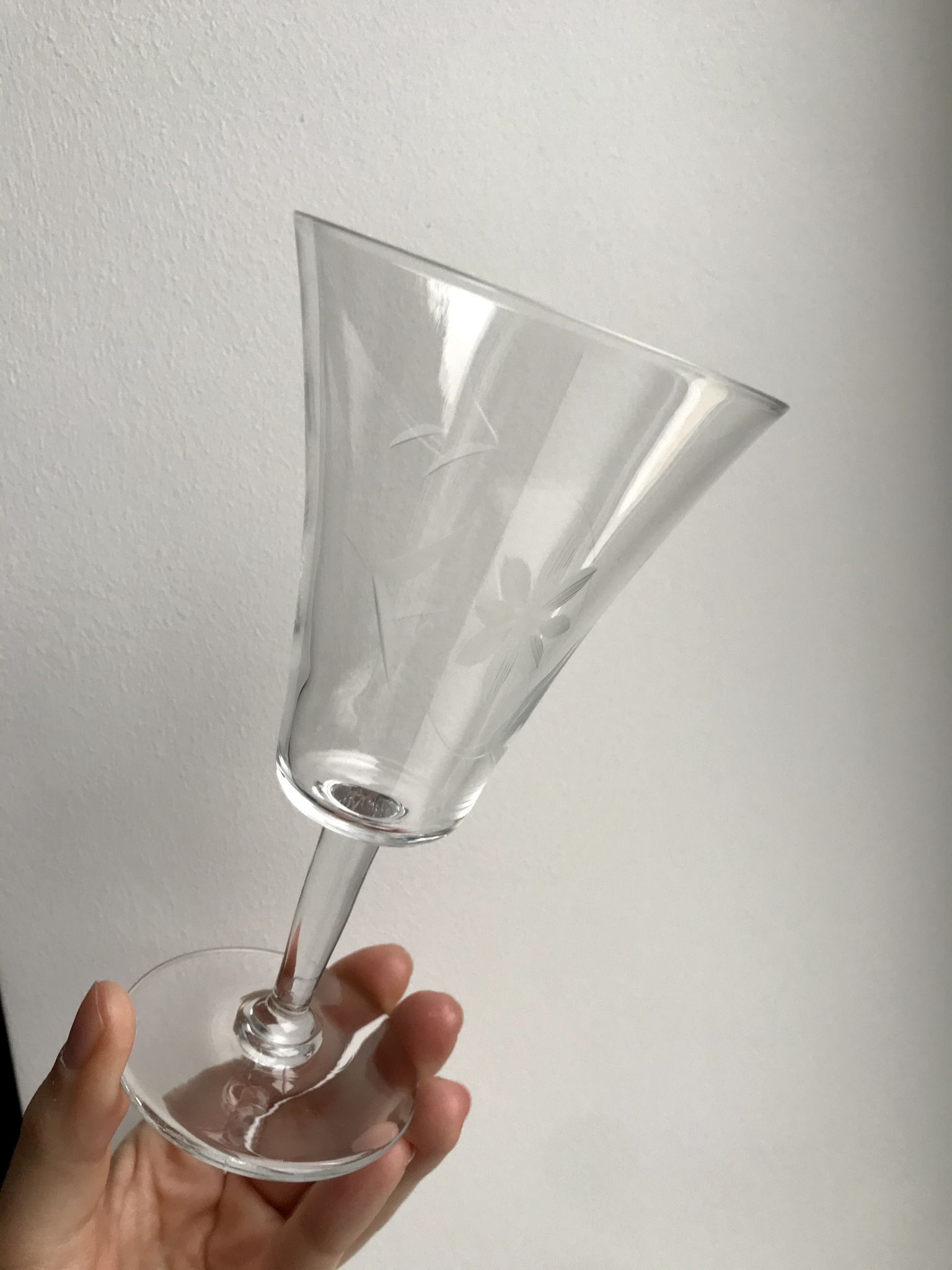 Set of 6 glasses of wine, water crystal engraved years 50-60