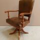 Chaise de bureau vintage en merisier et cuir