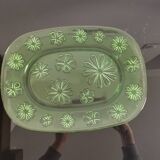 Rectangular dish in transparent green glass