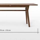 Solid oak extendable table Jenson for 6/8 people