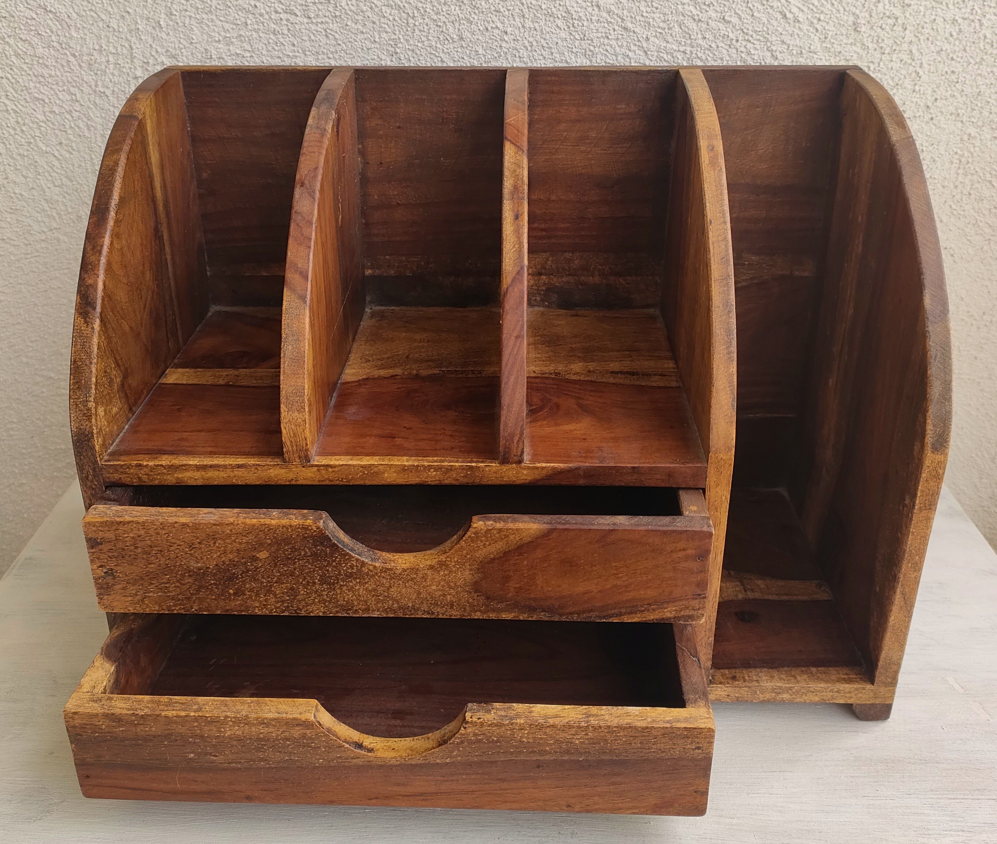 Mango wood office organizer