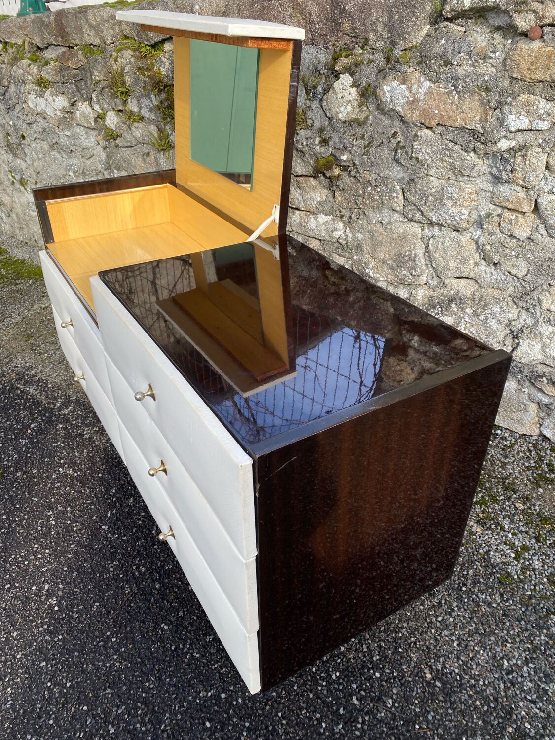 VINTAGE DRESSING TABLE WITH 6 DRAWERS 1960-1970 ROGER LANDAULT