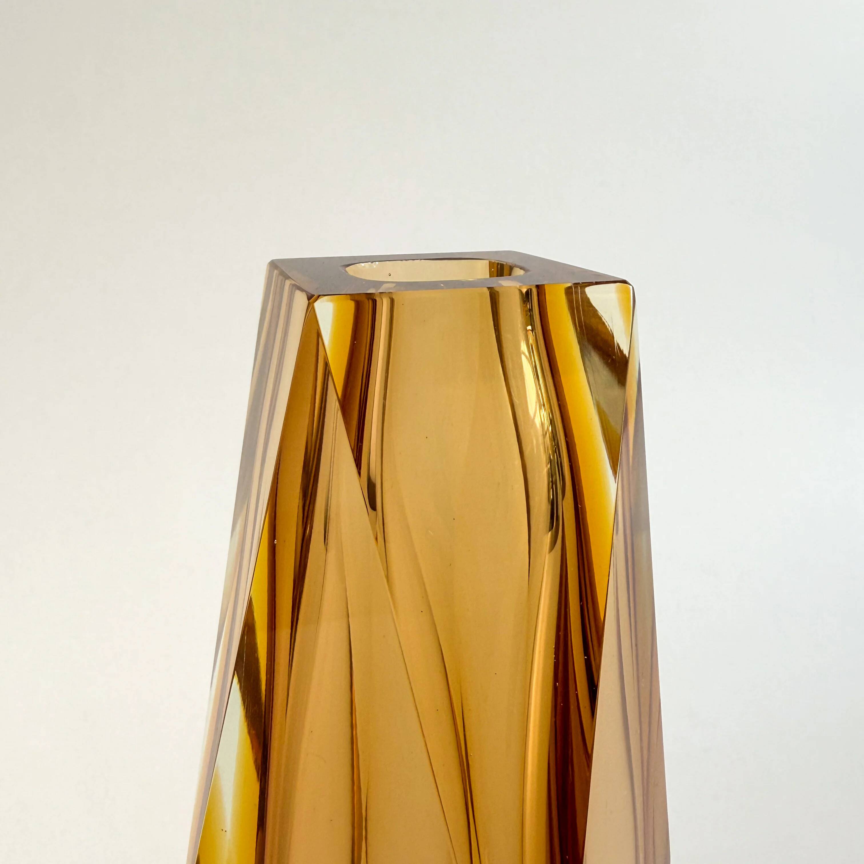 Faceted Murano Sommerso amber vase