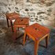 Set of 3 vintage French wooden stools from the 1950s.