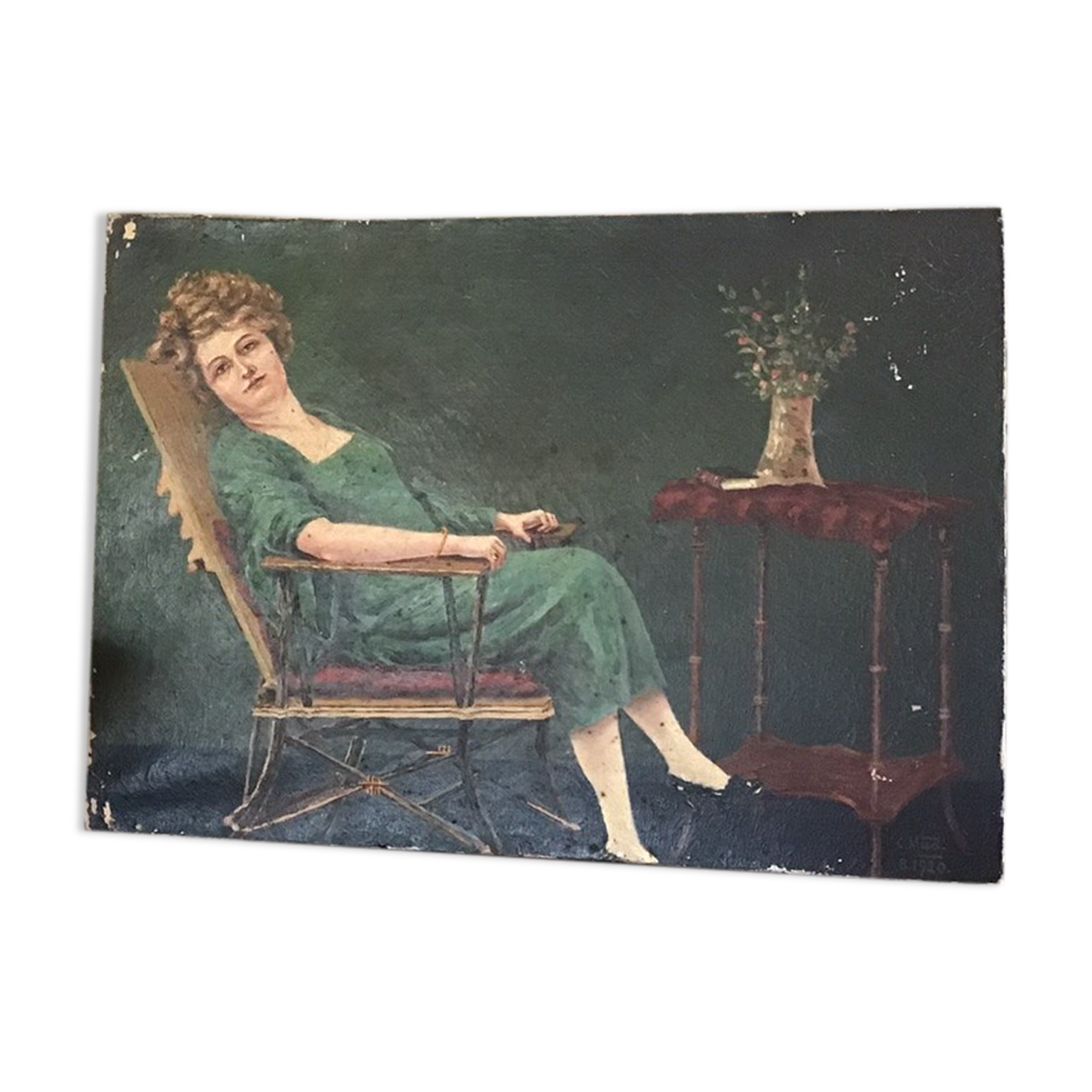 Huile sur toile 1920 l’après repas au boudoir