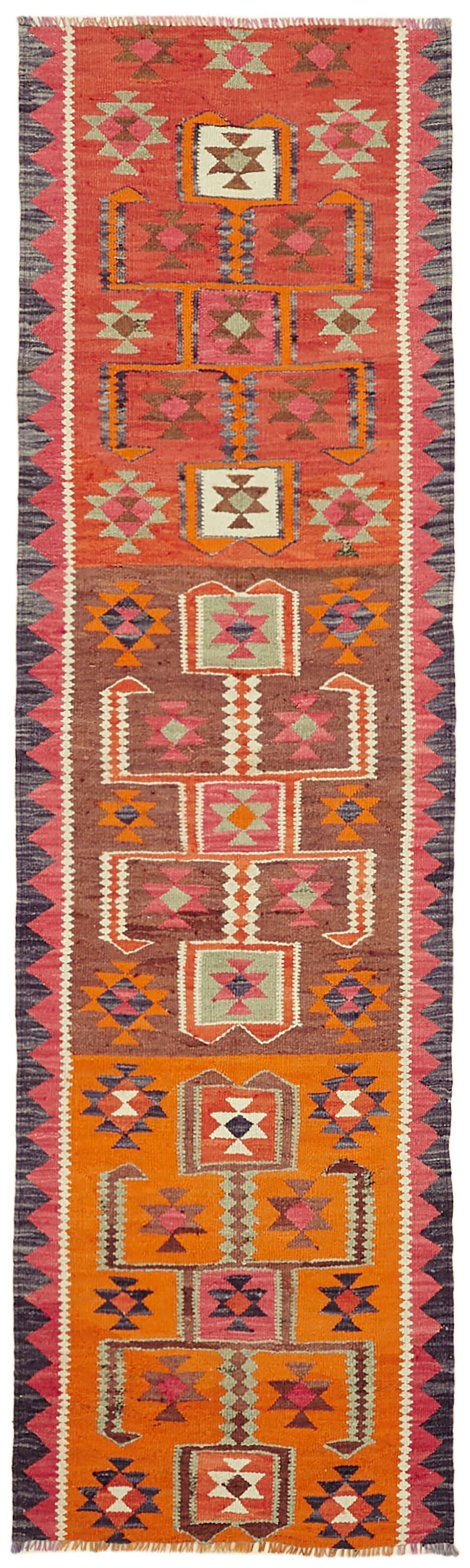 Turkish Handwoven Vintage Herki Kilim 93 cm x 316 cm