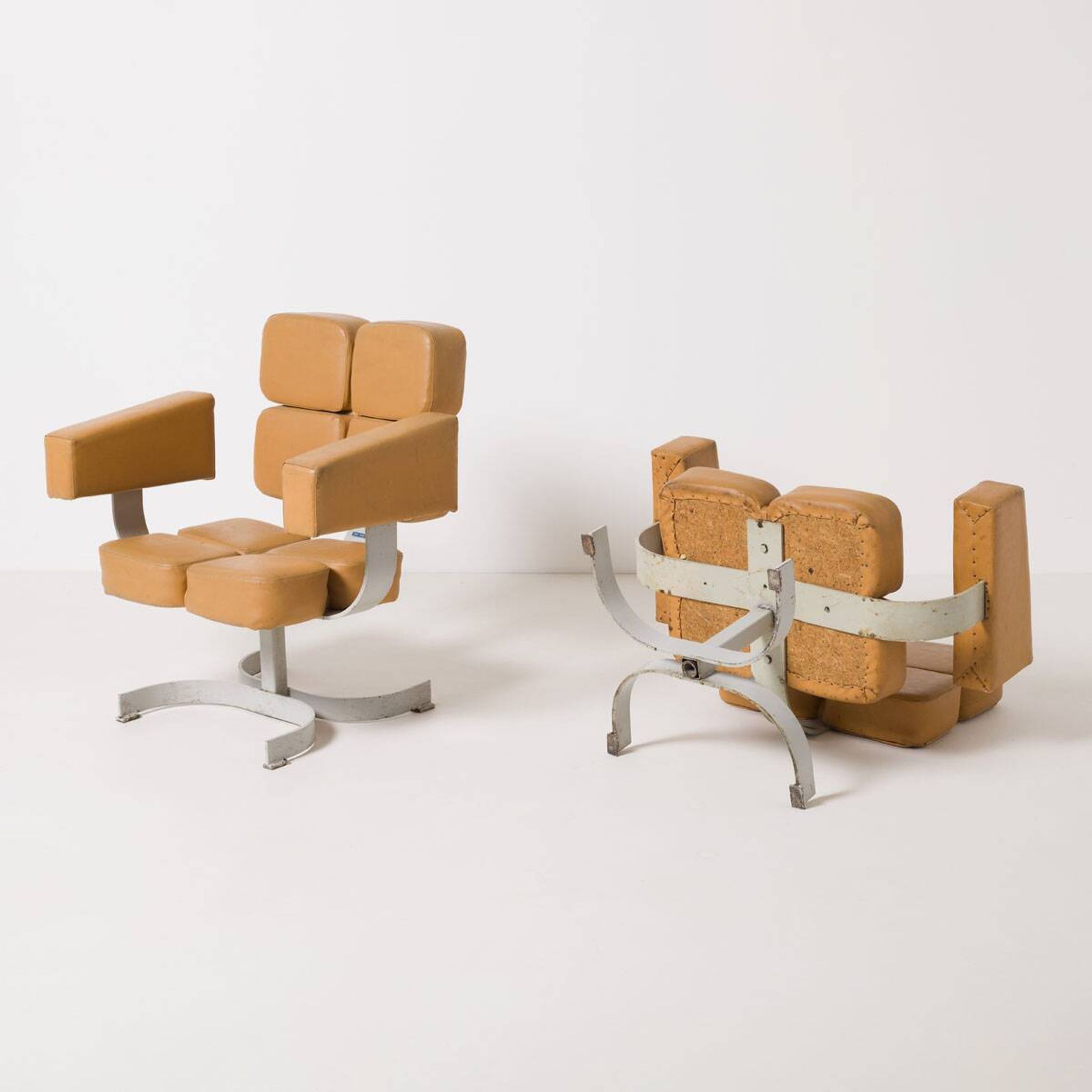 Unique brutalist swivel armchair from former Czechoslovakia, 1970s 1 of 3