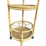 1960s rattan bottle holder rolling table