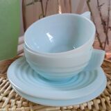 Art Deco blue opaline cups